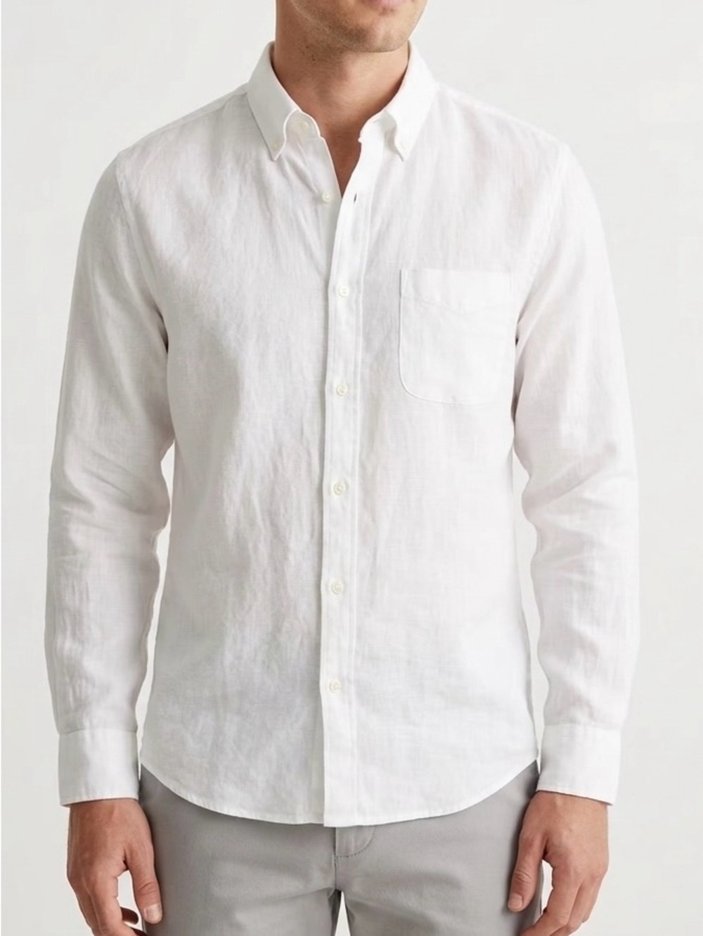Crew White Baird McNutt Irish Linen Slim Shirt Medium Coastal Quiet Luxury